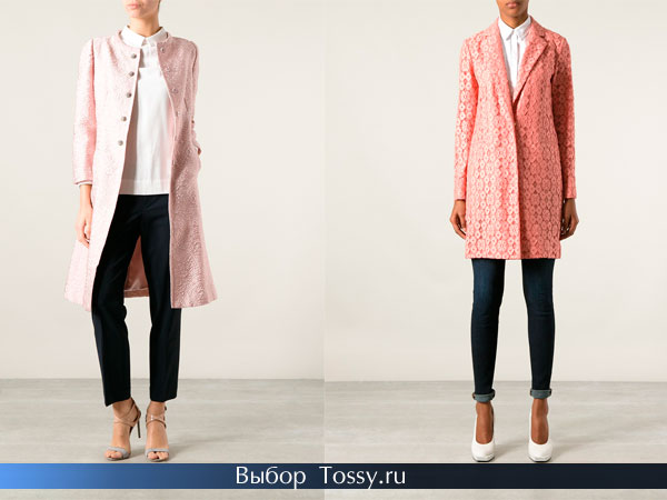 Модные розовые кружевные пальто